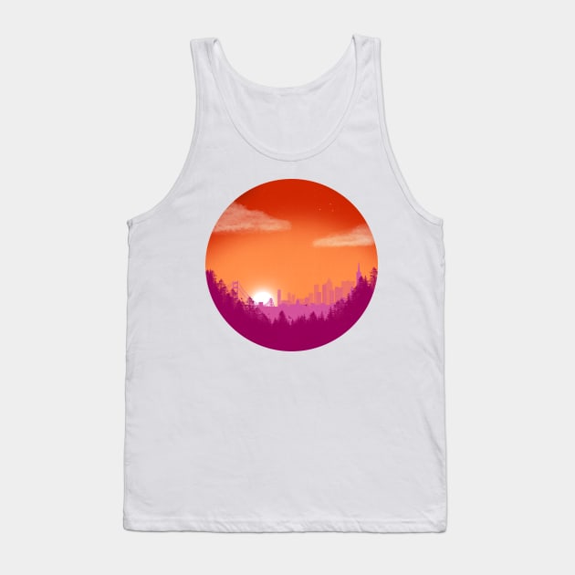 Subtle Lesbian Pride Flag Landscape Tank Top by JustGottaDraw